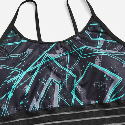 Conjunto feminino esportivo estampado de 3 peças Lilly. Plus Size