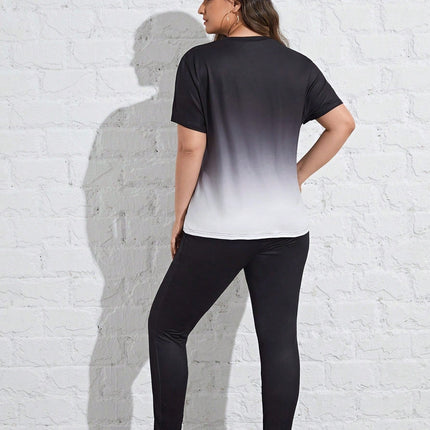 Conjunto Feminino esportivo Manga Regular Gola Redonda Queen. Plus Size