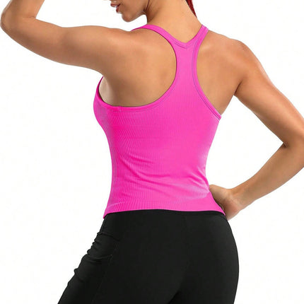 Camiseta Feminina Decote U esportiva com sutiã Emily