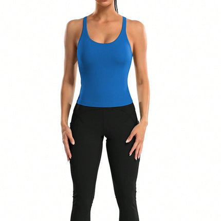 Camiseta Feminina Decote U esportiva com sutiã Emily