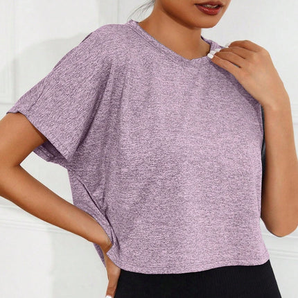 Camiseta Feminina esportiva Costas nuas Manga Curta Solis