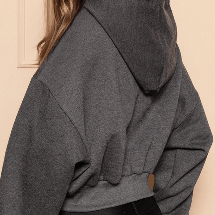 Cropped De Moletom Flanelado Com Capuz