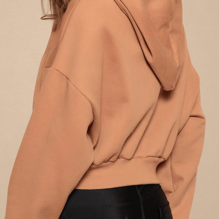 Cropped De Moletom Flanelado Com Capuz