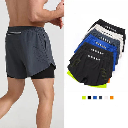 Short Fitness Masculino de Compressão 2 em 1 para Corrida