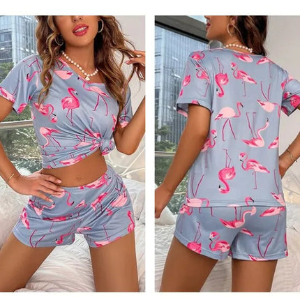 Pijama Flamingos Feminino Curto