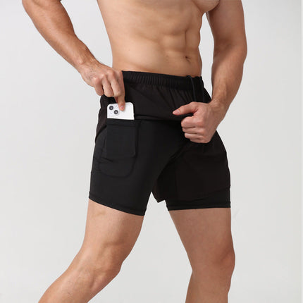 Short Fitness Masculino de Compressão 2 em 1 para Corrida