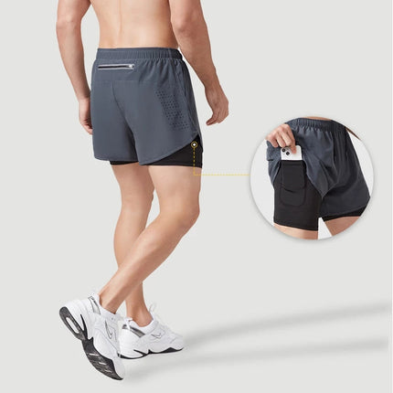 Short Fitness Masculino de Compressão 2 em 1 para Corrida