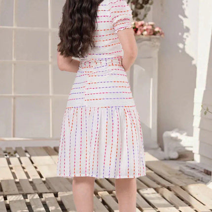 Vestido em Algodão com bordados coloridos