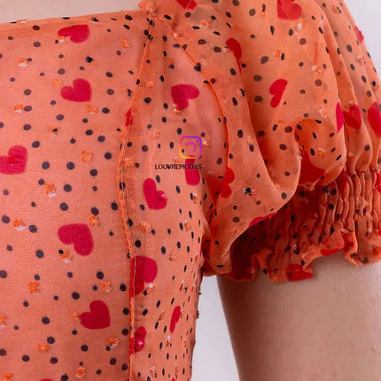 Vestido Estampado Antonia com corações delicados na estampa