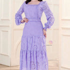 Vestido em Laise 100% Algodão Bordado Lavanda