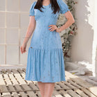 Vestido em Malha Laise Azul Forrado Lançamento