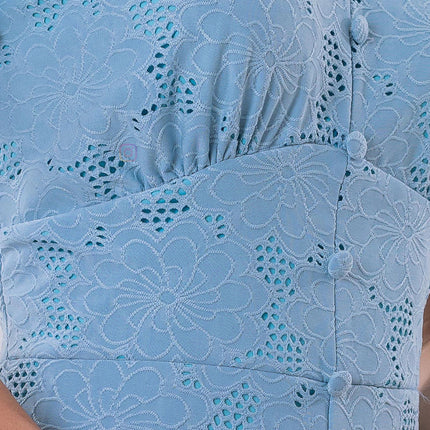 Vestido em Malha Laise Azul Forrado Lançamento