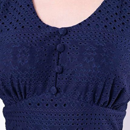 Vestido Azul Marinho Malha Laise forrado