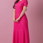 Vestido em Malha Laise Rosa com forro Off White