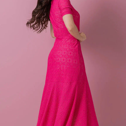 Vestido em Malha Laise Rosa com forro Off White