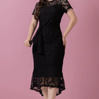 Vestido Mullet Preto em Renda Noronha forrado e com zíper invisível