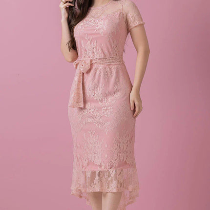 Vestido em renda Rosa Mullet Forrado
