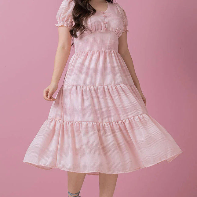 Vestido em Chiffon Com botões fakes