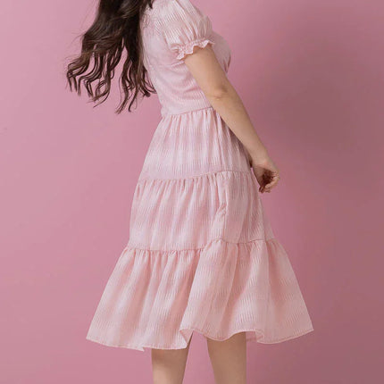 Vestido em Chiffon Com botões fakes