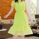 Vestido em Chiffon com Tecido trabalhado