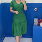 Vestido em Malha Laise Forrado Midi Verde